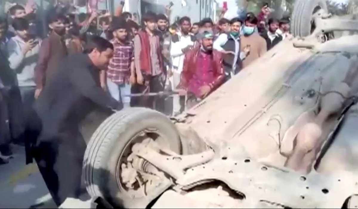 Video clips showed the overturned wreckage